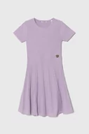 Sukienki i spódniczki dla dziewczynek - Guess sukienka dziecięca kolor fioletowy mini rozkloszowana - miniaturka - grafika 1
