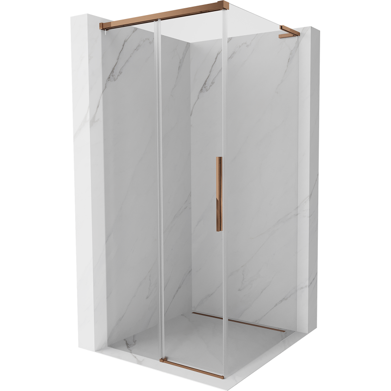 Mexen Rox L kabina prysznicowa rozsuwana 90 x 90 cm, transparent, różowe złoto - 8C2L-090-090-60-00