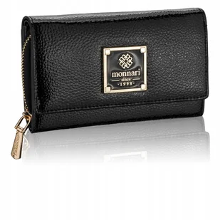 PORTFEL DAMSKI MONNARI CZARNY POŁYSK FAKTURA ŚREDNI DUŻO PRZEGRÓD - Portfele - miniaturka - grafika 1