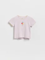 Bluzki dla niemowląt - Reserved - T-shirt z haftem - lawendowy - miniaturka - grafika 1