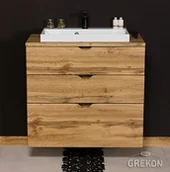 Szafki łazienkowe - Szafka łazienkowa z umywalką nablatową dąb naturalny 80 cm Victa Gante - miniaturka - grafika 1