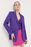 Marynarki i żakiety damskie - Patrizia Pepe marynarka kolor fioletowy jednorzędowa gładka - miniaturka - grafika 1