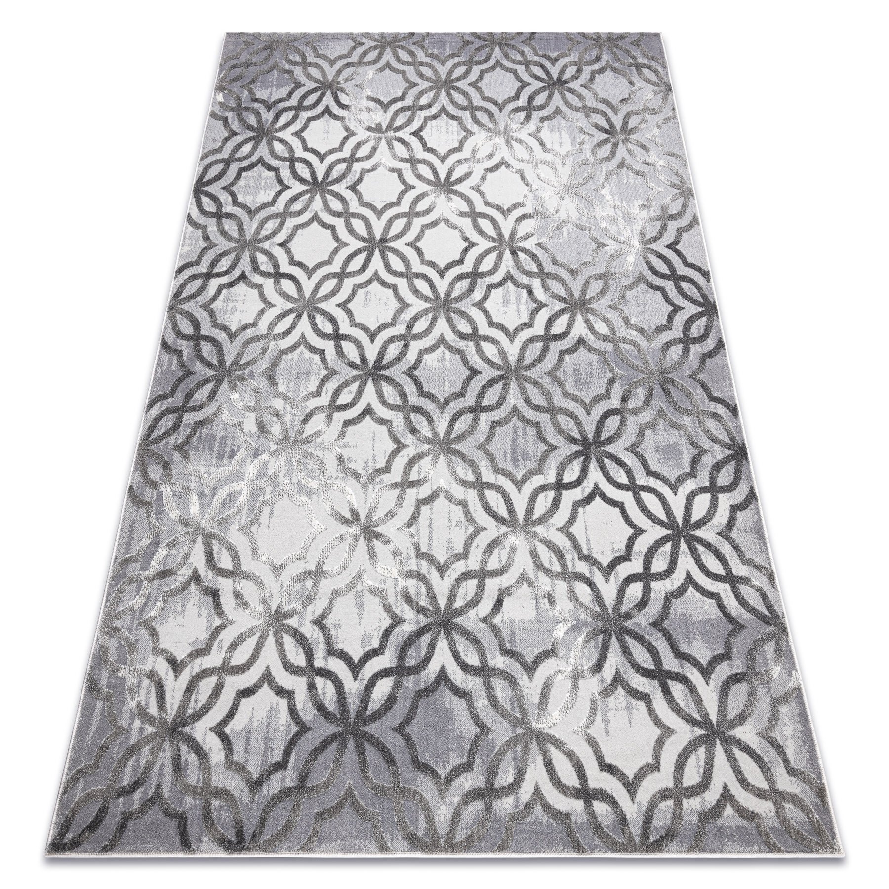 Dywan NOBLE nowoczesny 1532 45 Przecierany, koniczyna marokańska - Strukturalny, dwa poziomy runa szary 240x330 cm
