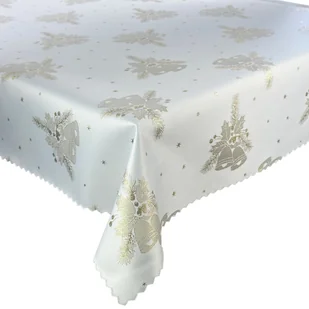 Dwustronny Obrus Plamoodporny Świąteczny Dzwonki Złote-80x80 cm - Obrusy i serwetki - miniaturka - grafika 1