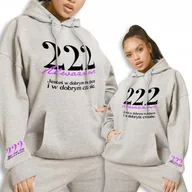Bluzy damskie - Bluza Szara Damska Z Kapturem 222 UWAŻNOŚĆ - XL - miniaturka - grafika 1