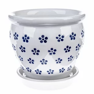 Osłonka ceramiczna na doniczkę Pękata, biały, 12,5 x 12 cm - Donice - miniaturka - grafika 1