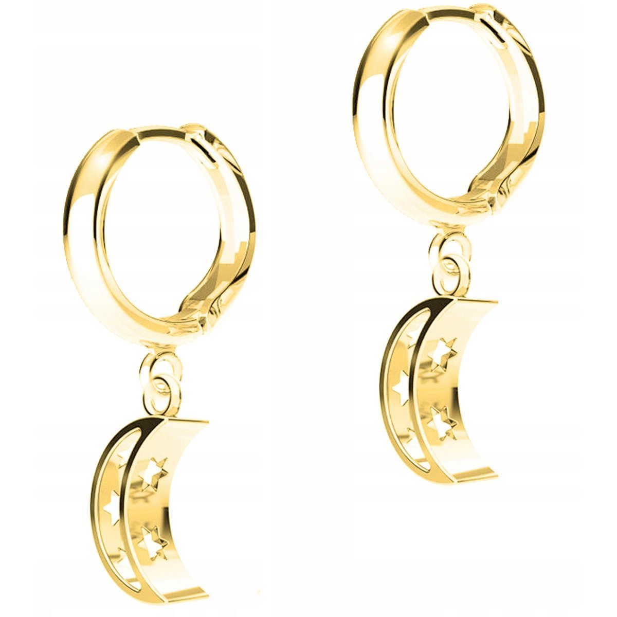 Złote Kolczyki Księżyce Półksiężyce Moon Rogi z Półksiężycem SREBRO 925