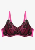 Biustonosze - Czarno-Fuksjowy Biustonosz Typu Full Cup z Ozdobną Koronką Lanithiel - miniaturka - grafika 1