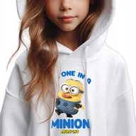 Bluzy dla dziewczynek - Bluza Dziecięca Biała Kaptur Na Prezent I'M One In A Minion Wzory - 152 - miniaturka - grafika 1