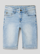 Spodnie i spodenki dla chłopców - Szorty jeansowe z detalami z logo - miniaturka - grafika 1