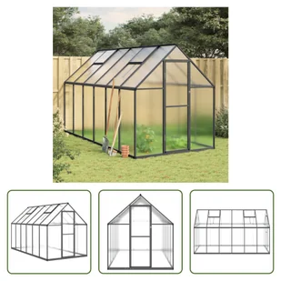 The Living Store Szklarnia z ramą fundamentową antracyt 334x169x195 cm aluminium - Szklarnie ogrodowe The Living Store Szklarnia z ramą fundamentową antracyt 334x169x195 cm aluminium - Szklarnie ogrodowe - miniaturka - grafika 1