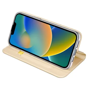 Dux Ducis Skin Pro kabura etui pokrowiec z klapką iPhone 14 Max złoty - Etui i futerały do telefonów - miniaturka - grafika 4