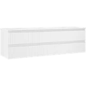 Szafki łazienkowe - Mexen Rivel szafka łazienkowa podumywalkowa 160 cm z blatem, 2 szuflady, ryflowana , biała mat - 91A20-16047-2-BFFC01 - miniaturka - grafika 1