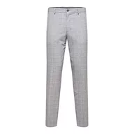 Spodenki męskie - SELECTED HOMME męskie spodnie w kratkę, Light Grey Melange/Checks:Grey, 90 - miniaturka - grafika 1