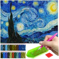 Zabawki kreatywne - Haft Diamentowy ARTULIO, Obraz DIY 5D, Diamond Painting, Mozaika diamentowa 40x60cm (Krajobraz gwieździstej nocy) + zestaw akcesoriów - miniaturka - grafika 1