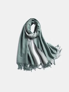 SZAL SZALIK DAMSKI 100% kaszmirowy Turkusowy szary - Apaszki i szaliki damskie - miniaturka - grafika 1