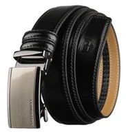 Paski - Pasek męski skórzany PETERSON automatyczna srebrna klamra elegancki do garnituru casualowy czarny - miniaturka - grafika 1