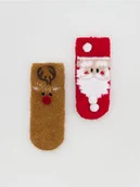 Skarpetki dla dzieci - Reserved - Świąteczne skarpetki 2 pack - brązowy - miniaturka - grafika 1