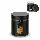 Pojemniki kuchenne - Czarny metalowy POJEMNIK KUCHENNY NA PŁATKI śniadaniowe i produkty sypkie 0,65 l - miniaturka - grafika 1