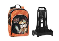 Plecaki szkolne i tornistry - New Lyon plecak na kółkach dla gracza, Czarny pomarańczowy, codzienny - miniaturka - grafika 1