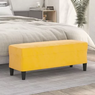 Lumarko Ławka, żółty, 100x35x41 cm, tapicerowana aksamitem - Ławki do przedpokoju - miniaturka - grafika 1