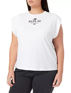 Koszulki i topy damskie - Replay T-shirt damski, Biały (001 White), XS - grafika 1