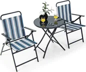 Meble ogrodowe - COSTWAY stół bistro z 2 krzesłami, składany zestaw balkonowy, 3-częściowy zestaw mebli ogrodowych, zestaw wypoczynkowy meble balkonowe meble ogrodowe zestaw ogrodowy do ogrodu, na podwórko, balkon - miniaturka - grafika 1