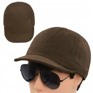 Czapki i chusty sportowe męskie - Czapka Jesienna Głęboka KRÓTKI DASZEK Podszewka Bawełniana Dżokejka BRĄZOWA - miniaturka - grafika 1