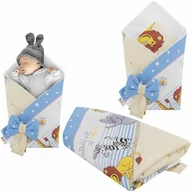 Rożki i beciki - Rożek niemowlęcy bawełniany otulacz dziecięcy becik - SAFARI NIEBIESKI - miniaturka - grafika 1