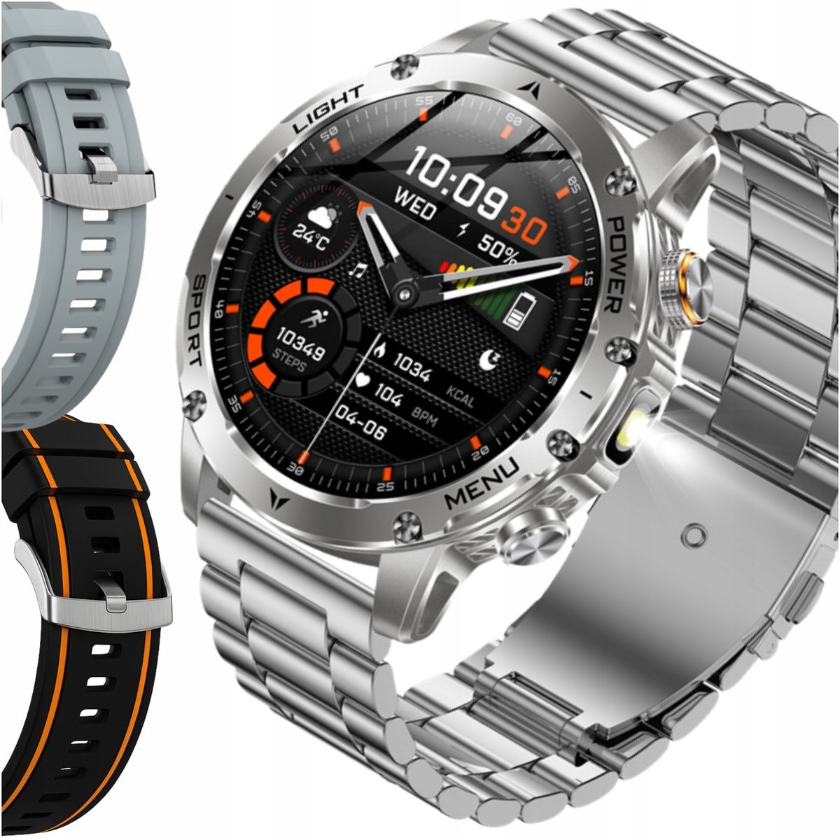 Zegarek Smartwatch AK87 Męski Angelo Watches AWK-87 AMOLED Rozmowy BT Bateria 1000mAh IP68 + 3 Paski