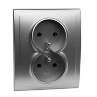 Gniazdka elektryczne - Gniazdo podwójne z uziemieniem GP-2VZ satyna vega - miniaturka - grafika 1