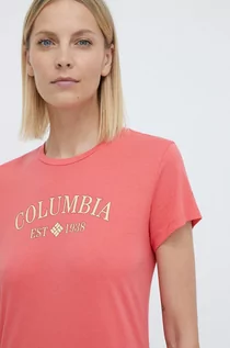 Koszulki sportowe damskie - Columbia t-shirt Columbia Trek damski kolor czerwony 1992134 - grafika 1