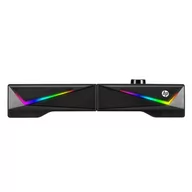 Głośniki komputerowe - HP Soundbar DHE-6005, 2.0, 6W, czarny, regulacja głośności, stołowy, 3,5 mm jack (USB), podświetlane, 300Hz-20KHz - miniaturka - grafika 1