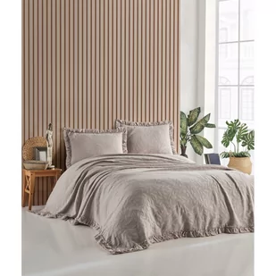 Brązowy zestaw narzuty na łóżko dwuosobowe i poszewek na poduszkę 220x240 cm Ilda – Mijolnir - Narzuty - miniaturka - grafika 1