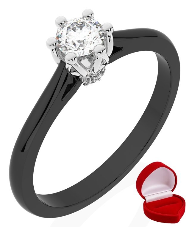 ZŁOTY PIERŚCIONEK ZARĘCZYNOWY 585 14k BRYLANT 0,19 ct CZARNE ZŁOTO R8