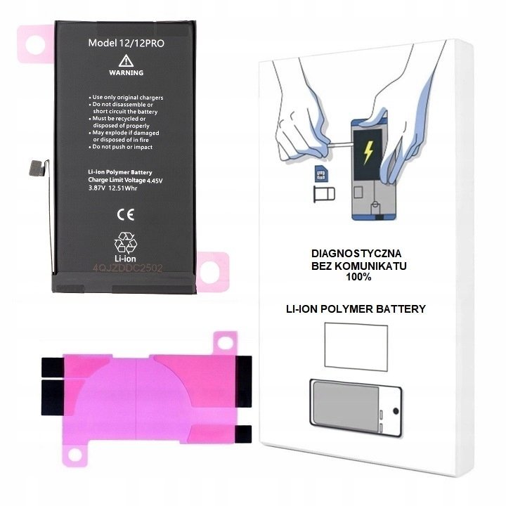 BATERIA DO iPHONE 12 / 12 PRO 2815 mAh DIAGNOSTYCZNA BEZ KOMUNIKATU ŚWIEŻA