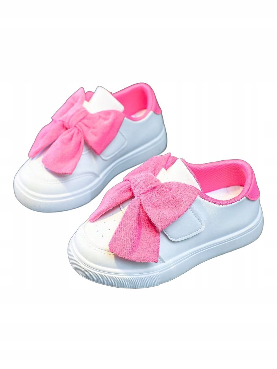 SHEIN BIAŁE SPORTOWE BUTY DZIECIĘCE Z RÓŻOWĄ KOKARDĄ 28 11LA