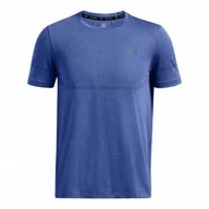 Koszulki sportowe męskie - Męska koszulka treningowa Under Armour UA Rush Seamless Legacy SS - niebieska - UNDER ARMOUR - miniaturka - grafika 1