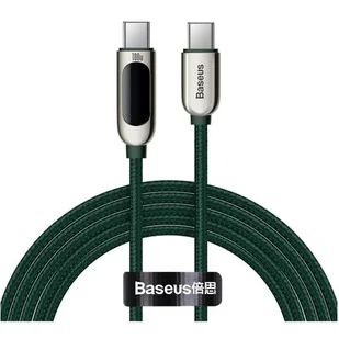 Baseus kabel USB Typ C - USB Typ C 100W (20V / 5A) Power Delivery z wyświetlaczem ekranem miernik mocy 2m zielony (CATSK-C06) - Kable USB - miniaturka - grafika 1