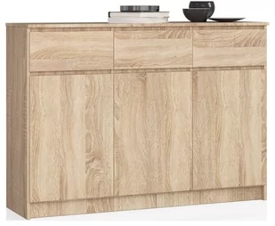 Akord FABRYKA MEBLI KOMODA K 140cm 3 DRZWI 3 SZUFLADY DĄB SONOMA OP0LK-1DĄB008 - Komody - miniaturka - grafika 1
