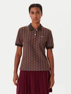 Koszulki i topy damskie - Lacoste Polo DF3364 Brązowy Slim Fit - miniaturka - grafika 1