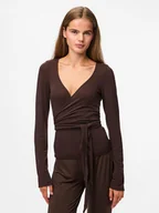 Koszulki i topy damskie - Pieces Koszulka "Pcroya" w kolorze ciemnobrązowym - miniaturka - grafika 1