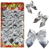 Ozdoby bożonarodzeniowe - 42501-1 Kokardki 12Szt Srebrne Błyszczące Świąteczne Choinka - miniaturka - grafika 1