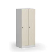 Szafki BHP - Szafa ubraniowa obniżona, 2-drzwiowa, 1500 x 600 x 500 mm, zamek obrotowy, drzwi laminowane, brzoza - miniaturka - grafika 1