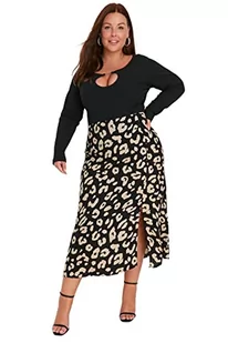 Trendyol Spódnica plus size - czarna - midi, Czarny, 72-Du?e rozmiary - Spódnice - miniaturka - grafika 1
