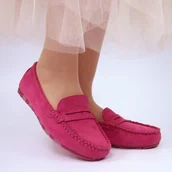 Mokasyny damskie - Evento 7673 damskie mokasyny zamszowe fuksja - miniaturka - grafika 1