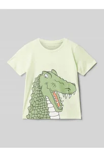 T-shirt o kroju regular fit z czystej bawełny z nadrukiem krokodyla - Tom Tailor - Koszulki i topy damskie - miniaturka - grafika 1