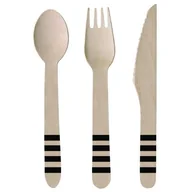 Dekoracje i nakrycia stołu na imprezę - Sztućce drewniane, Kicker Partz, czarne, 16 cm, 24 sztuki - miniaturka - grafika 1