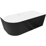 Wanny - Mexen Silo wanna wolnostojąca narożna prawa ryflowana 170 x 80 cm, biała/czarna, przelew biały - 52891708075P-20 - miniaturka - grafika 1