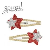 Zabawy w naśladowanie dorosłych - Souza! Spinki do włosów brokatowe czerwono-srebrne gwiazdki Maurine 2 szt. - miniaturka - grafika 1